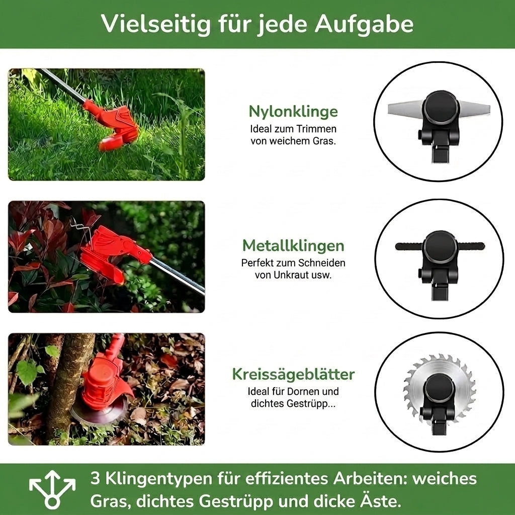 D80 PRO Akku-Freischneider – Extra Stark für Gras, Sträucher & Äste