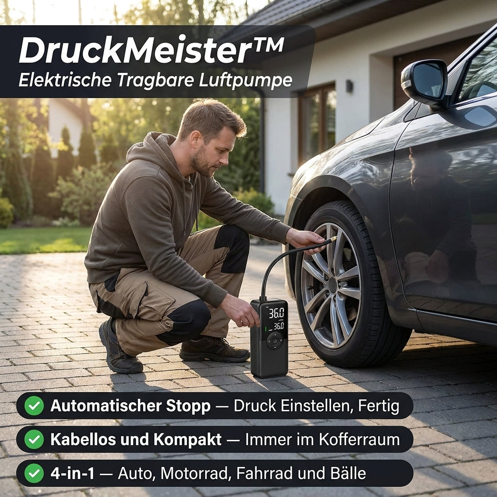 DruckMeister – Tragbarer Reifenkompressor 12V