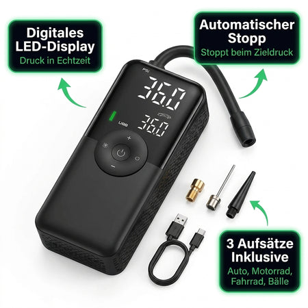 DruckMeister – Tragbarer Reifenkompressor 12V