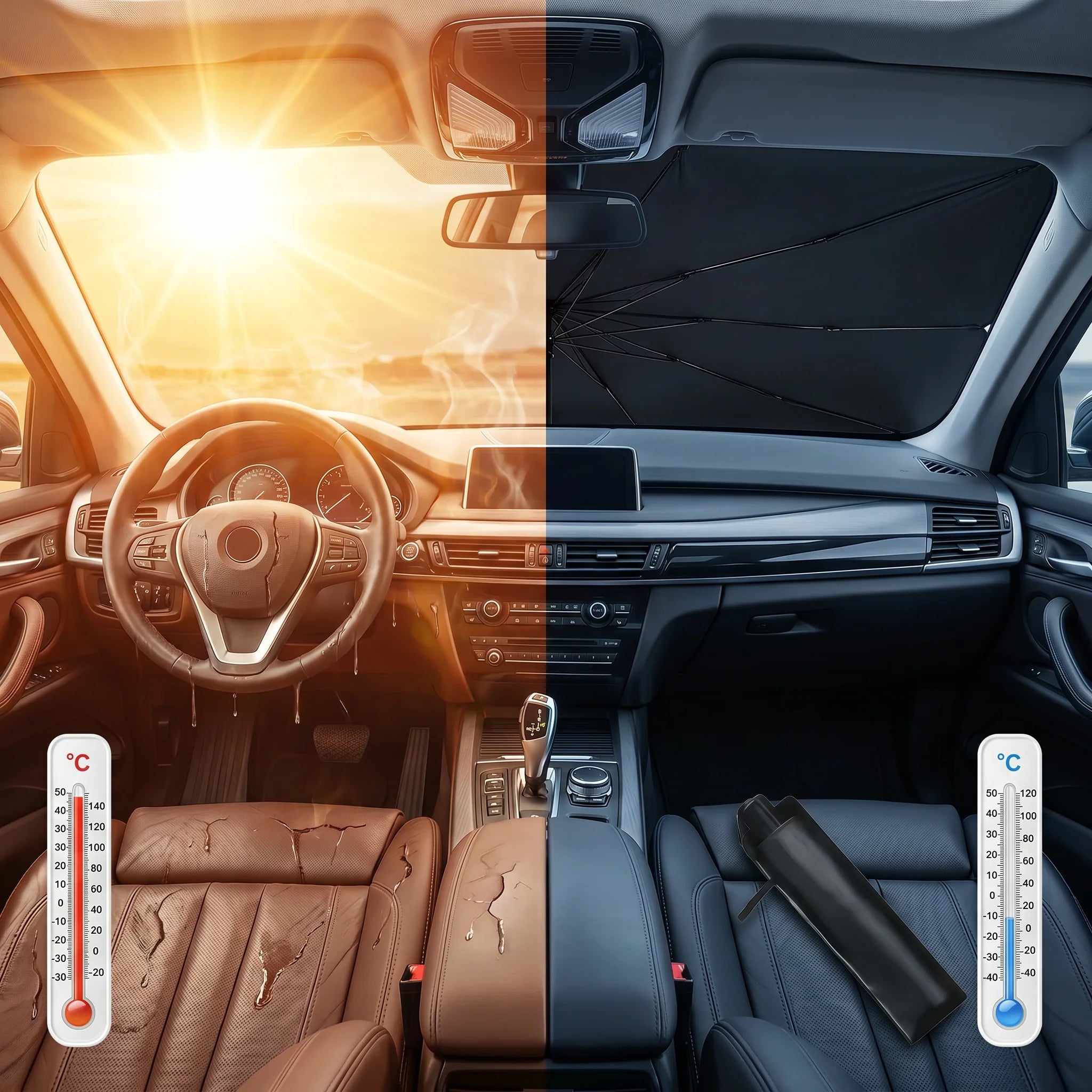 SonnenSchild PRO – Faltbarer Auto-Sonnenschutz, UV- & Hitzeschutz